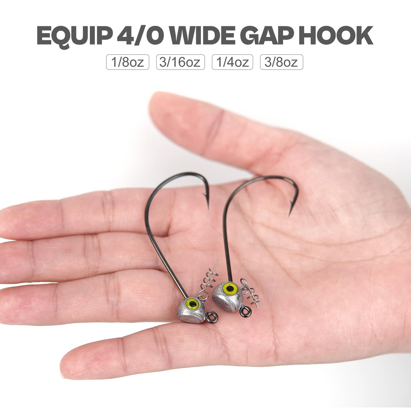Shaky Head Jigs, Fisheye Stand-up Style Weedless Fishing Jig Heads for Bass (15-Pack) Assorted