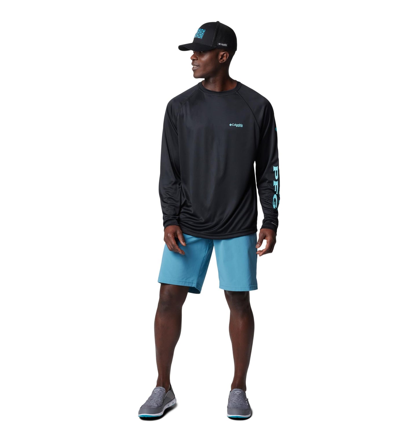 Columbia Men's PFG Terminal Tackle Long Sleeve Fishing Shirt, Black/Gulf Stream Logo, XX-Large