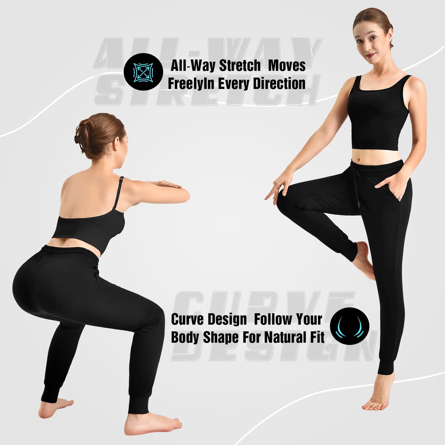 CADITEX Womens Joggers with Pockets Track Athletic Sweatpants Women Black