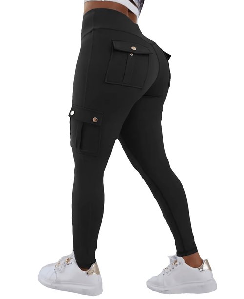 Madrirdma Cargo Leggings with Pockets for Women High Waist Butt Lifting Leggings Tummy Control Yoga Pants Black XL