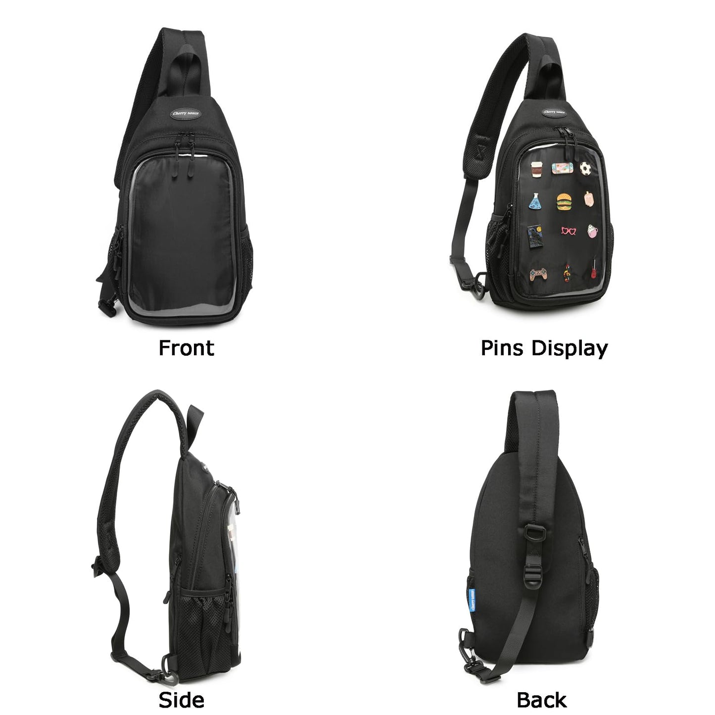 CHERRY SAUCE Kawaii Oxford Ita Bag Pin Display Chest Pack Shoulder Bag Sport Backpack Hiking Daypack
