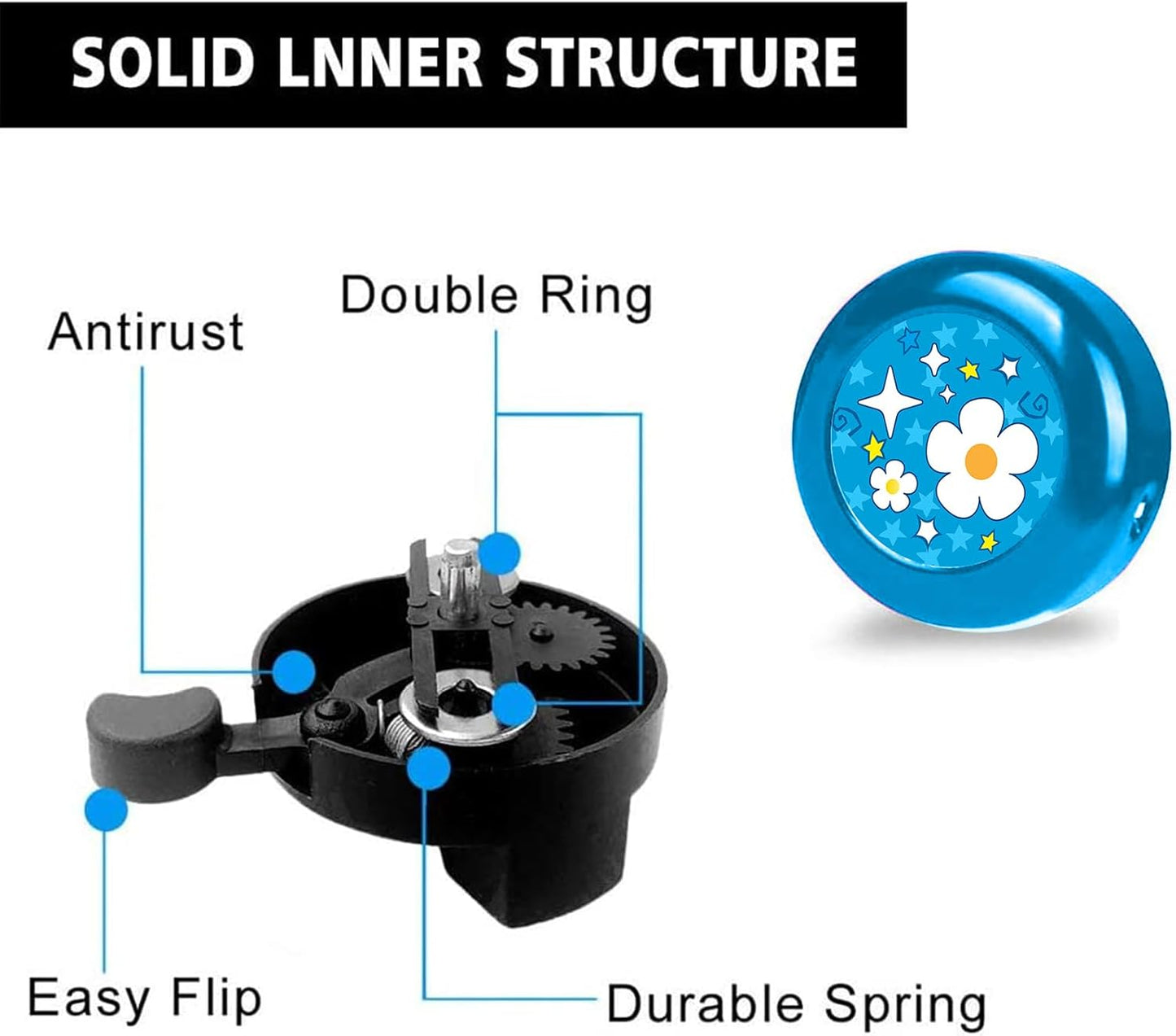 Skiennix Flower Bike Bell - Adjustable Size Bicycle Horn for Kids & Adults | Clear Sound, Fun Design
