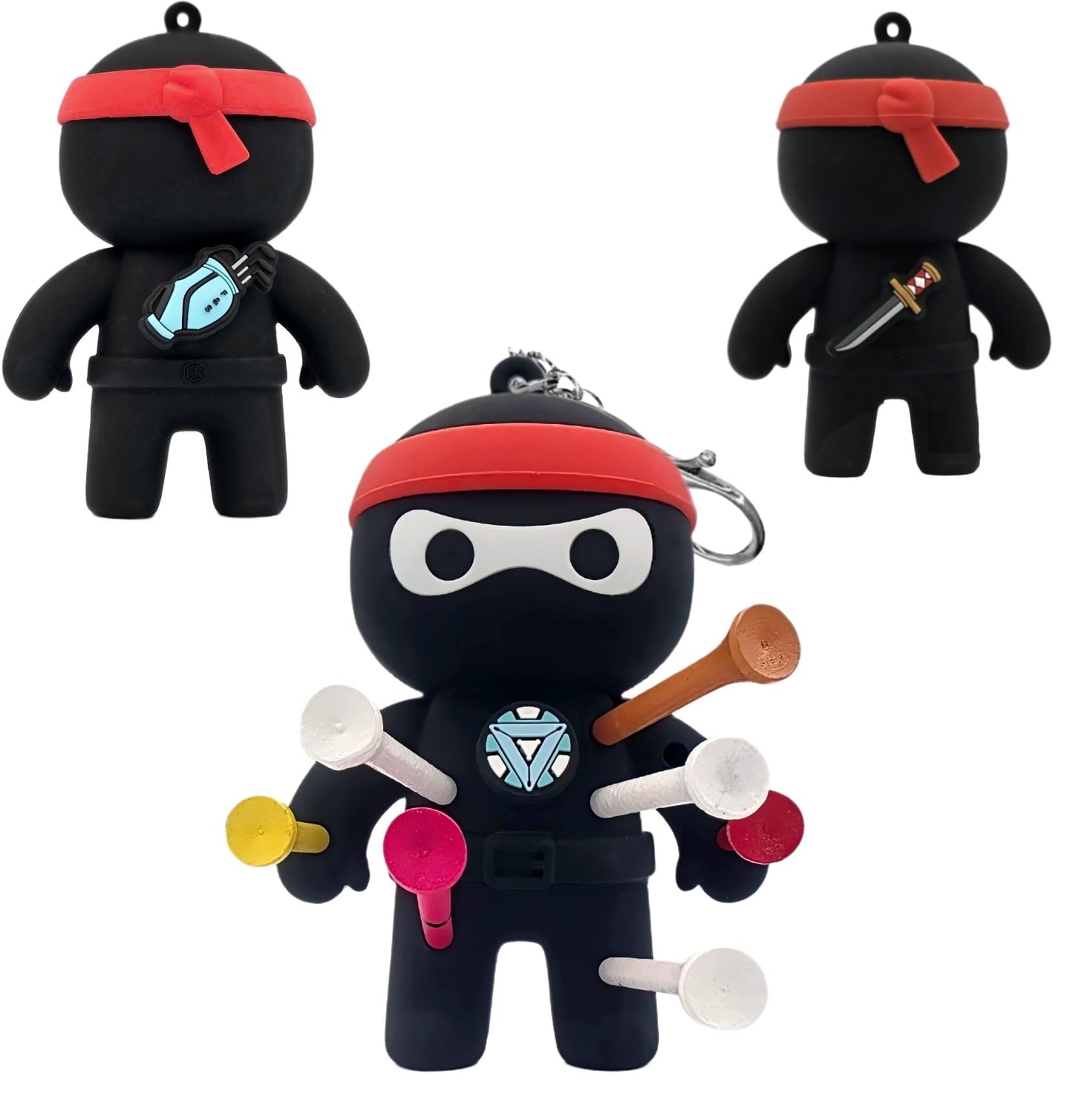FAR&STRAIGHT Ninja Golf Tee Holder | Interchangeable Plugins | Funny & Unique Golf Gift | Personalized Accessory (4 Plugins)