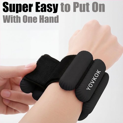 Wrist Weights, Silicone Adjustable Ankle Weights for Women Men - Strengthen Arms and Legs Ideal for for Home Gym Workout, Running, Yoga, Pilates, Barre, Exercise, Strength Training (Black, 2 lbs Pair (1lb Each))