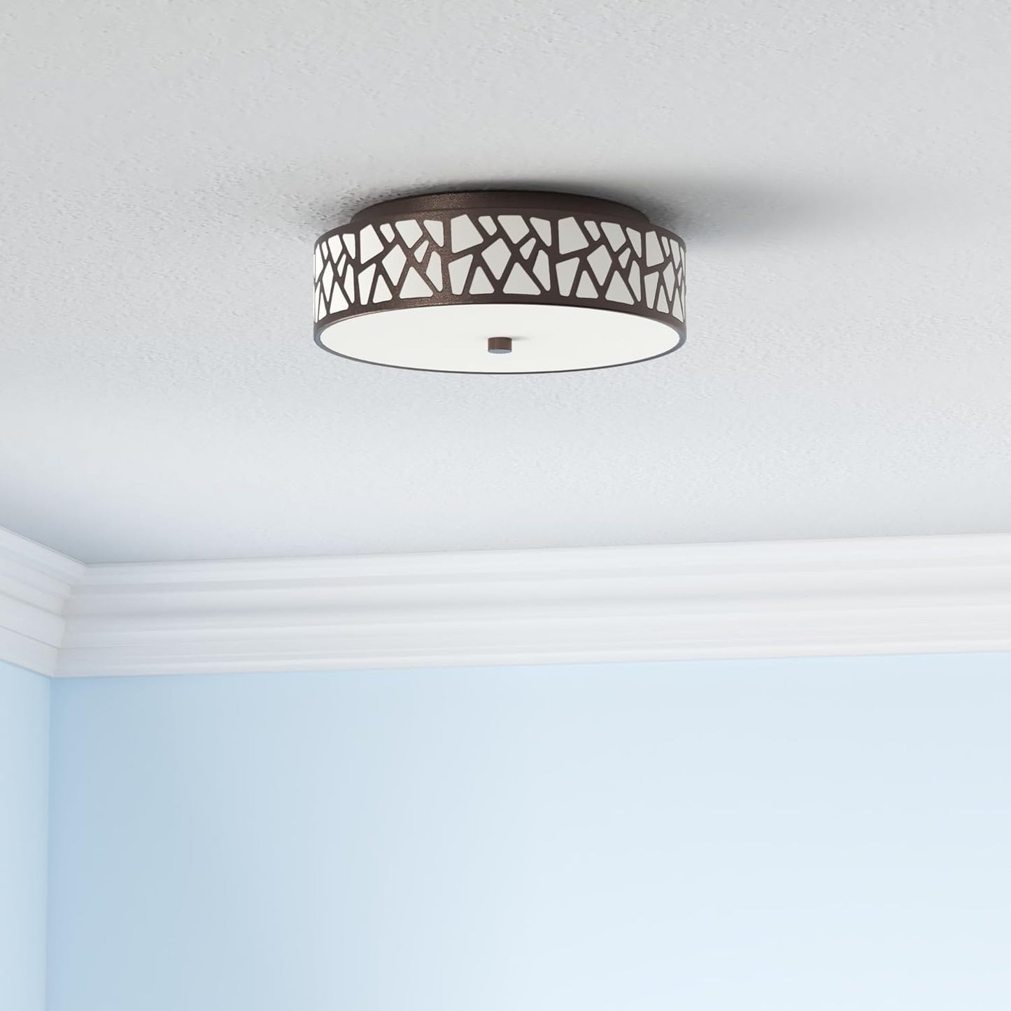 Flush Mount Ceiling Light Fixture 2-Pack - 12-Inch Oil Rubbed Bronze with Frosted Glass Shade for Bedroom, Hallway, Kitchen, Bathroom