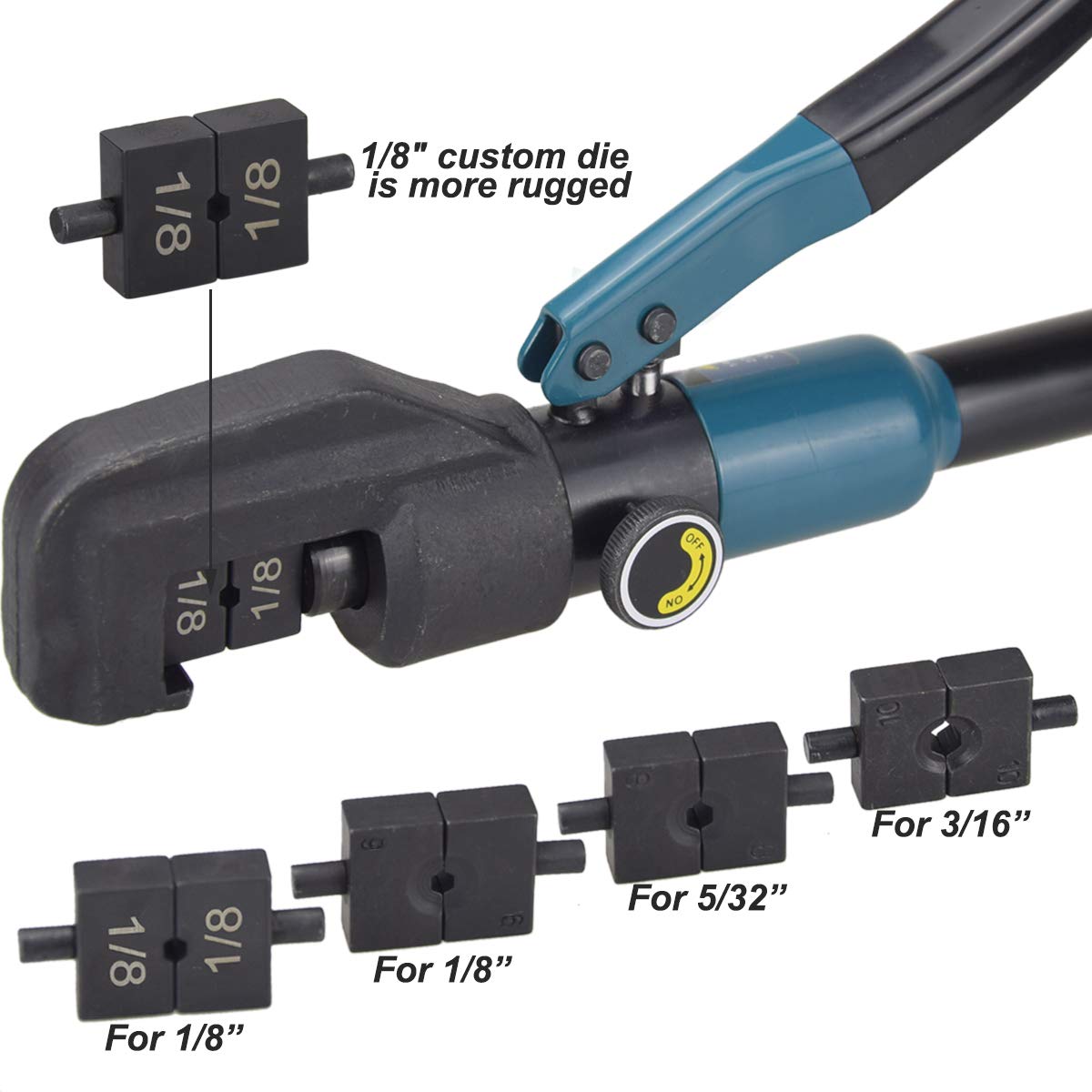 Lulultn Custom Hydraulic Crimper Tool for 1/8 Stainless Steel Cable Railing Kit Hardware System Fittings, with Cable Cutter