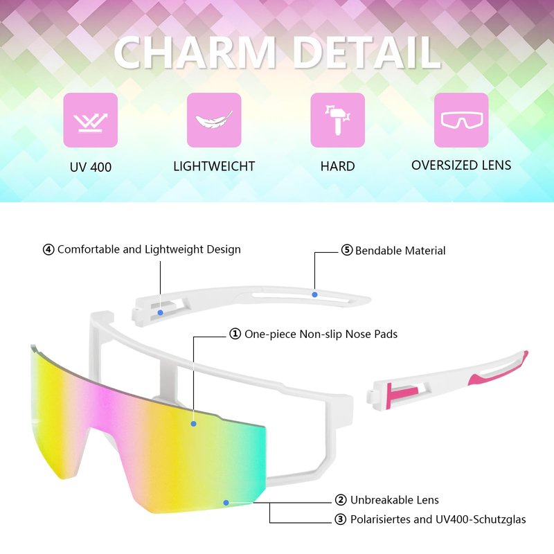 3 Pack Polarized Running Sunglasses for Women Mens Sunglasses UV Protection for Pit Viper Cycling Baseball Fishing (3 Pack-Pink Blue/Pink White/Blue White-W01)