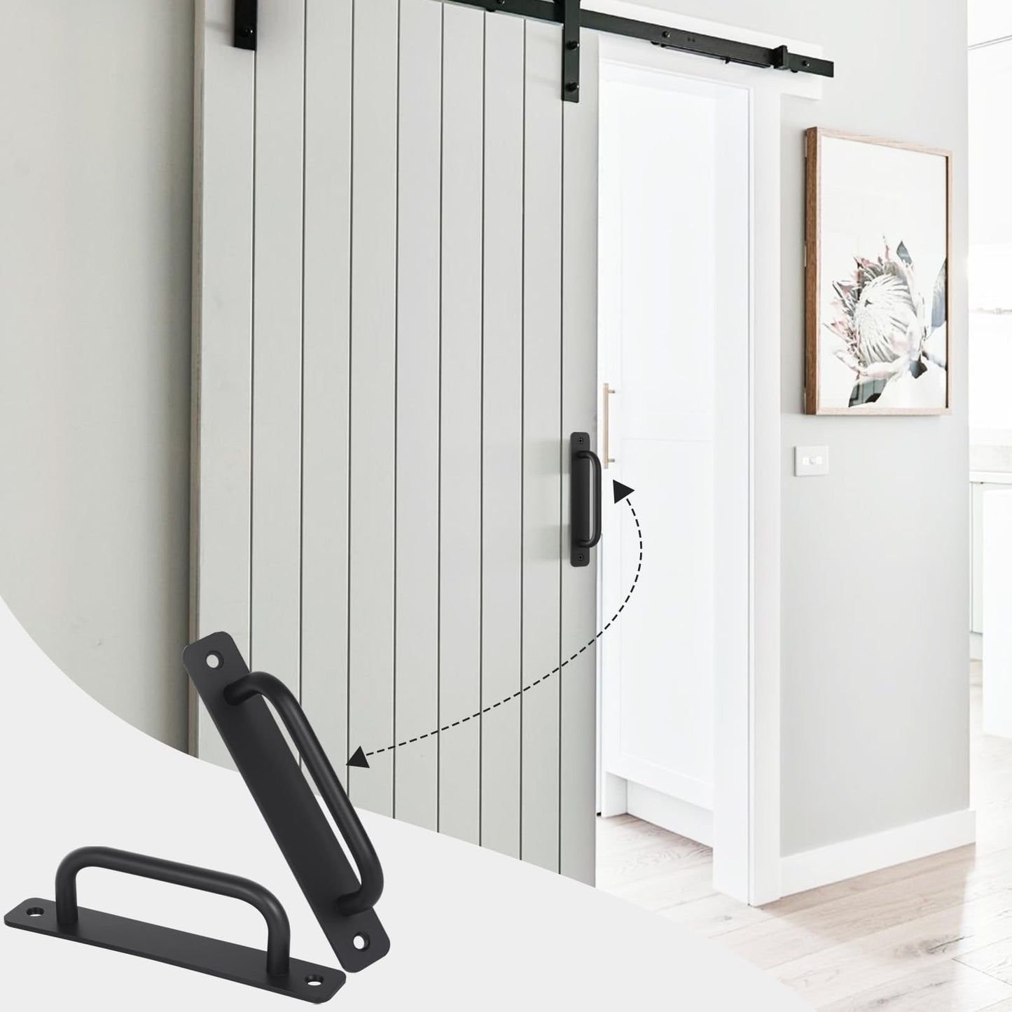Barn Door Handles, 5.9" Gate Handle Outdoor Fence, Black Door Pulls Handle, Aluminium Alloy Sliding Closet Door Handle For Bifold Door, Kitchen, Cabinet, Bathroom, Closet, Garage Shed (2 Pack)