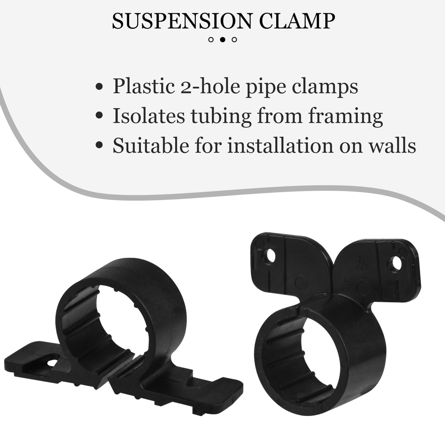 letesult 52PCS 3/4 Inch Pex Suspension Pipe Clamps Set, Pipe Supports Suspension Clamp Includes 40PCS Black Pex Tubing Pipe Support & 12PCS Butterfly Style Pex Tubing Clamps for Pex, Copper, CPVC Pipe