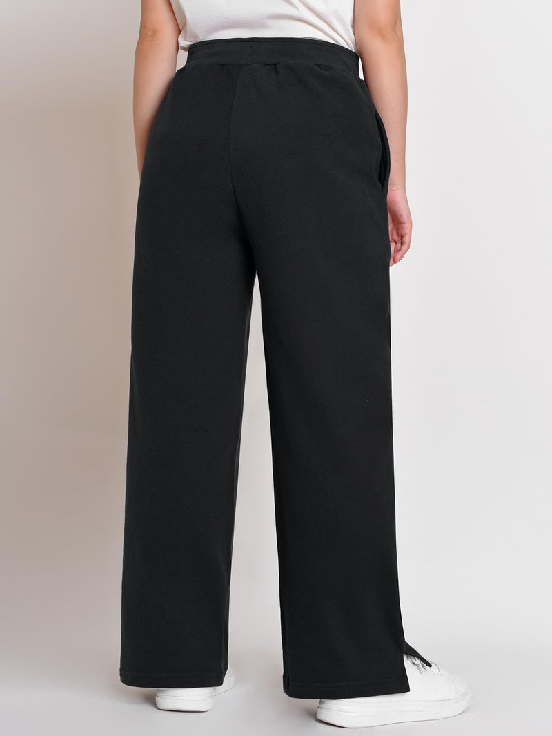 Weintee Women's Petite Wide Leg Sweatpants Petite Length L Black