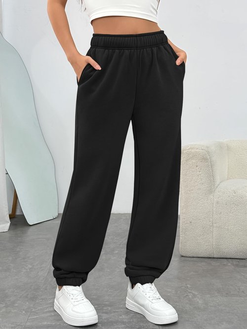 Trendy Queen Womens Sweatpants High Waisted Winter Baggy Lounge Pants Fall Active Fleece Comfy Joggers 2026 Black M