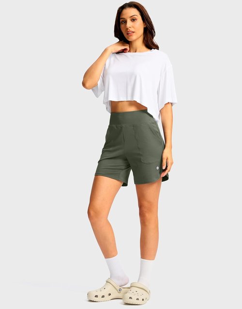 G Gradual Women's Athletic Shorts - High Waisted Stretchy Bermuda Shorts | Quick Dry Summer Casual Wear