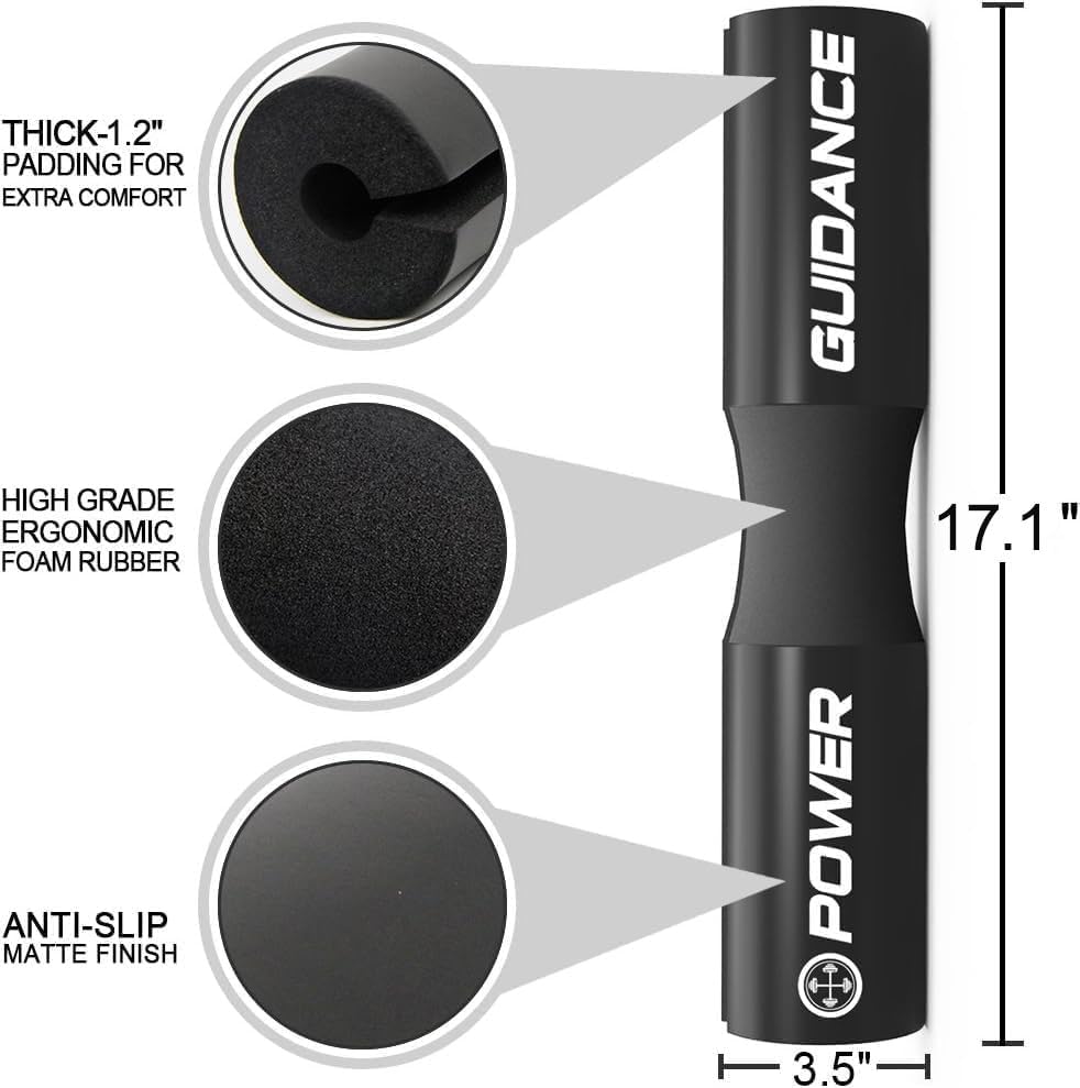 POWER GUIDANCE Barbell Squat Pad - Neck & Shoulder Protection for Squats, Lunges & Weight Lifting - Fits Standard & Olympic Bars