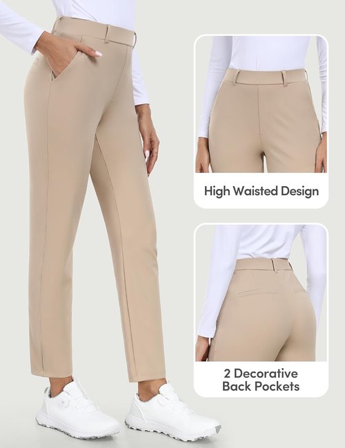 IUGA Stretchy Work Pants - 7/8 Ankle Golf Pants for Women | Business Casual & Travel-Friendly with Pockets