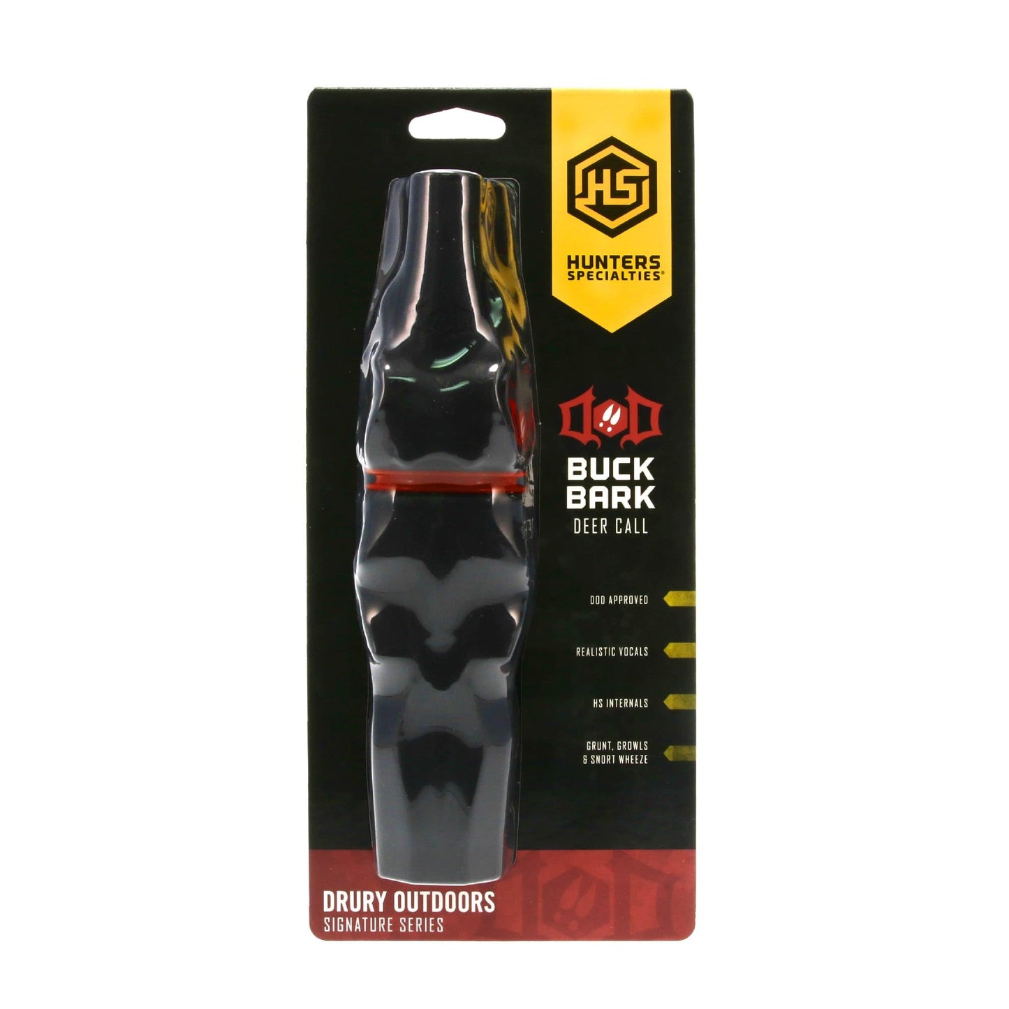 Hunters Specialties Drury Outdoors Signature Series Buck Bark Deer Call - Hunting Injection Molded Rubber Built-In Snort Wheeze Deer Game Call