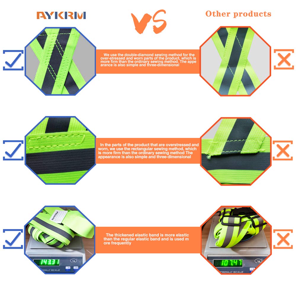 AYKRM Reflective Vest with Hi Vis Bands, Fully Adjustable & Multi-Purpose: Running, Cycling, Motorcycle Safety, Dog Walking - High Visibility (Yellow, S-XL)