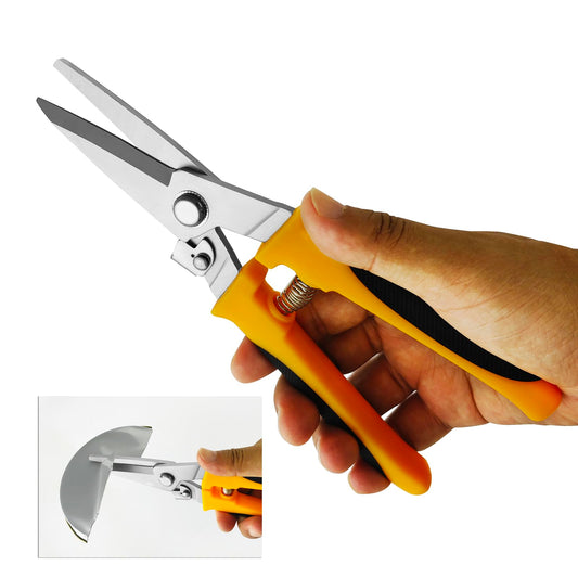 8" Aviation Tin Snips for cutting metal sheet,Heavy Duty Scissors with Safety Lock,Metal Snips cut wires,cardboard,branches,light metal,plastic zip ties,Fabric