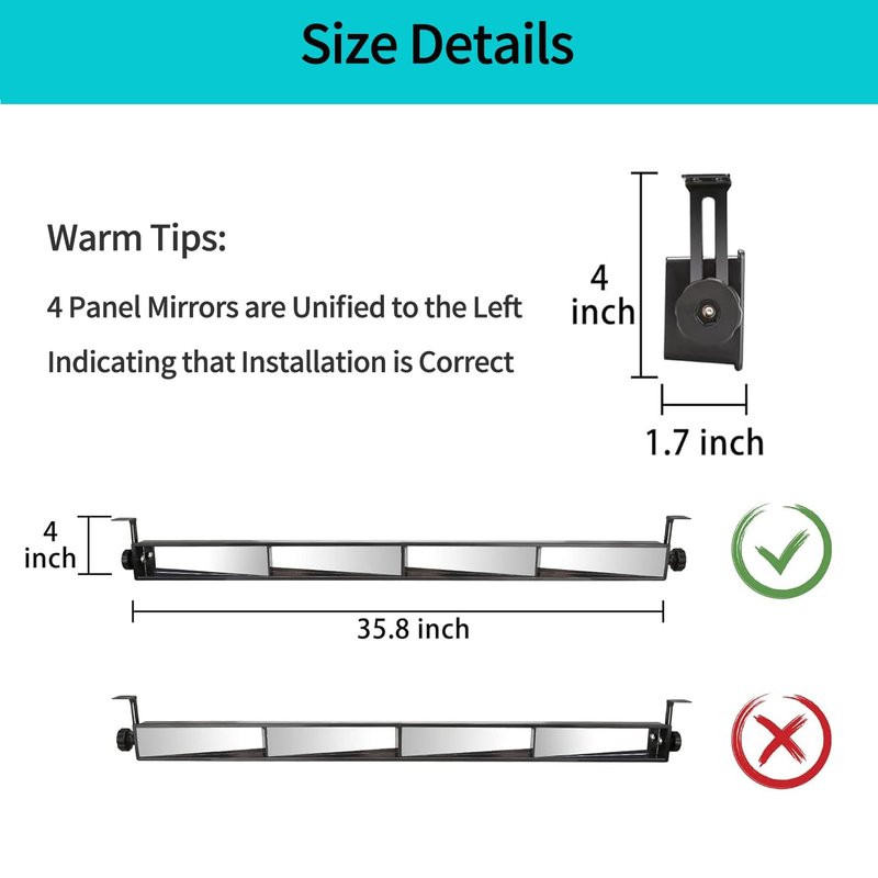 10L0L Universal Golf Cart 4 Panel Mirror for Yamaha EZGO Club Car, Eliminate Blind Spots Wide Angle Rear View Mirror