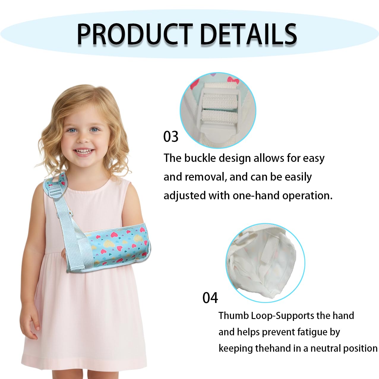 GZFQJJ Kids Arm Sling for Shoulder Injury & Post-Surgery Recovery Adjustable & Comfortable Shoulder Support Fits Both Arms (LOVE-1, Small)