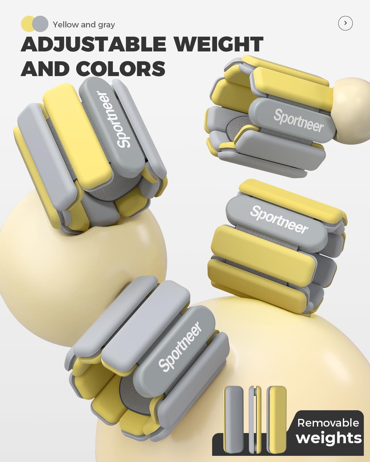 Sportneer Adjustable Wrist & Ankle Weights - 1 Pair (1 lb/2 lb Each) | Perfect for Gym, Yoga & Strength Training