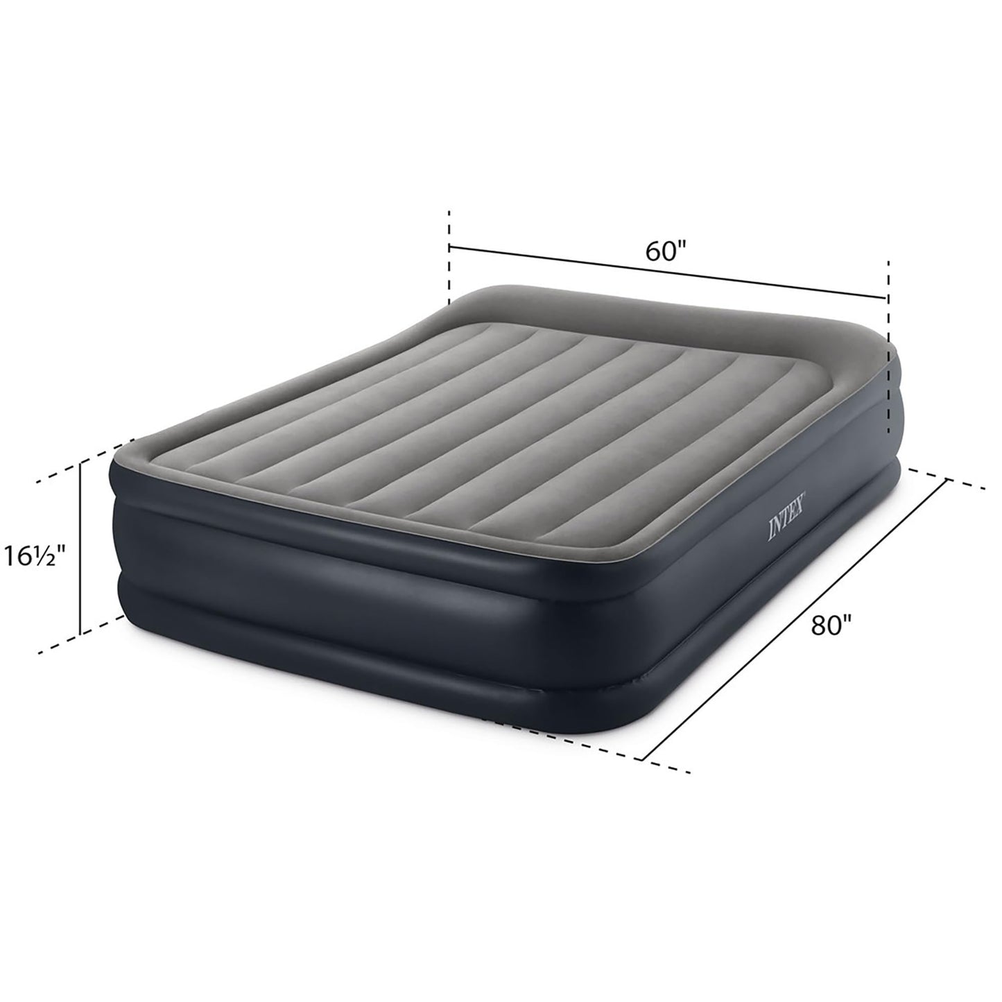 Intex 64131ED Dura-Beam Plus Deluxe Pillow Rest Air Mattress: Fiber-Tech – Twin Size – Built-in Electric Pump – 16.5in Bed Height – 300lb Weight Capacity
