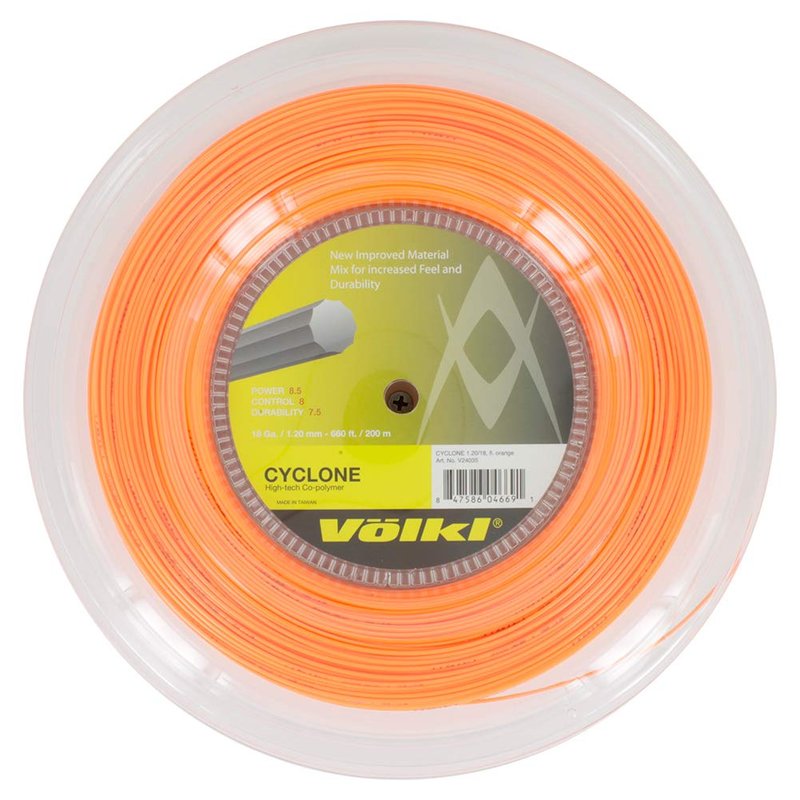 VOLKL Cyclone | Tennis Racquet String | Spin & Control | Ten-Sided co-Polymer (Orange, 18g Reel)