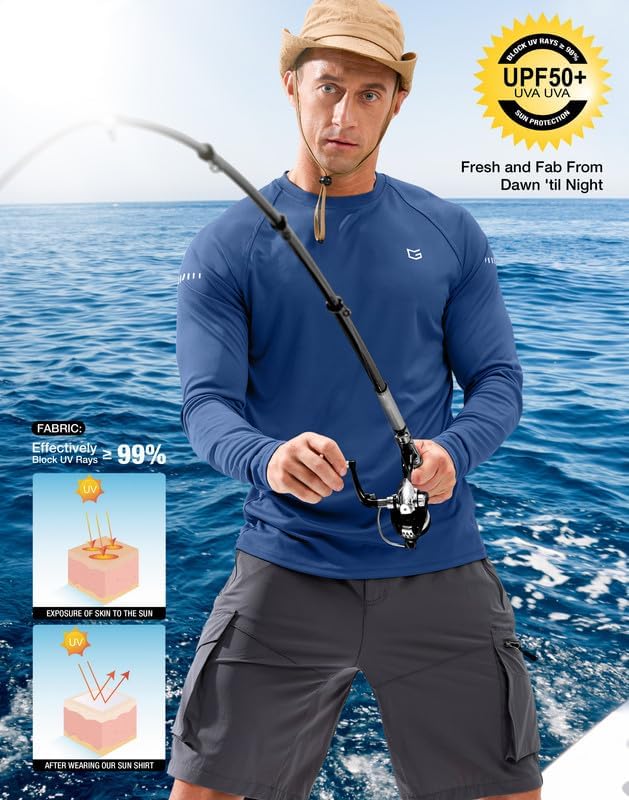 Skiennix Men's Sun Protection Long Sleeve Shirt - UPF 50+ UV Blocker for Outdoor Activities