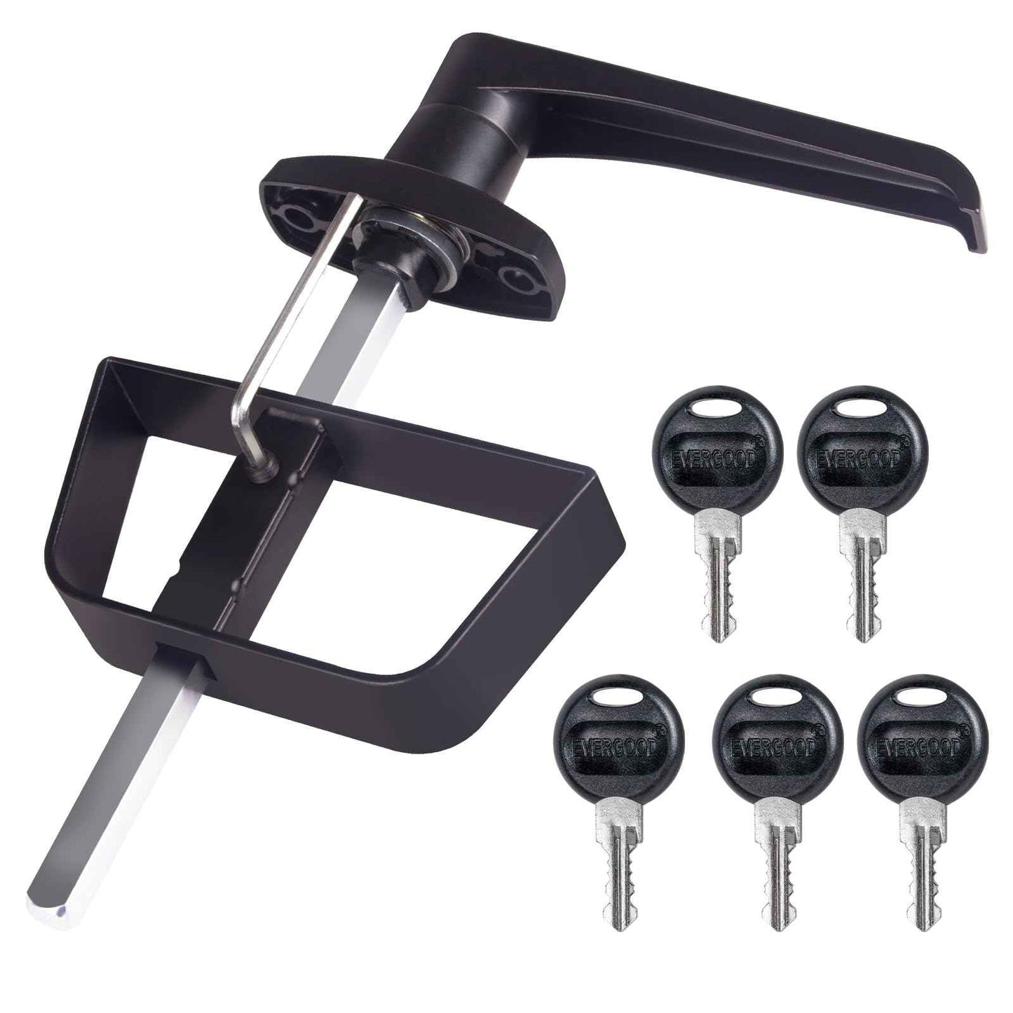 5-Key L-Handle Shed Lock Kit - Durable Anti-Corrosion Metal Hardware with 7-1/2" Stem | for Playhouses, Chicken Coops, Campers & More (Black)