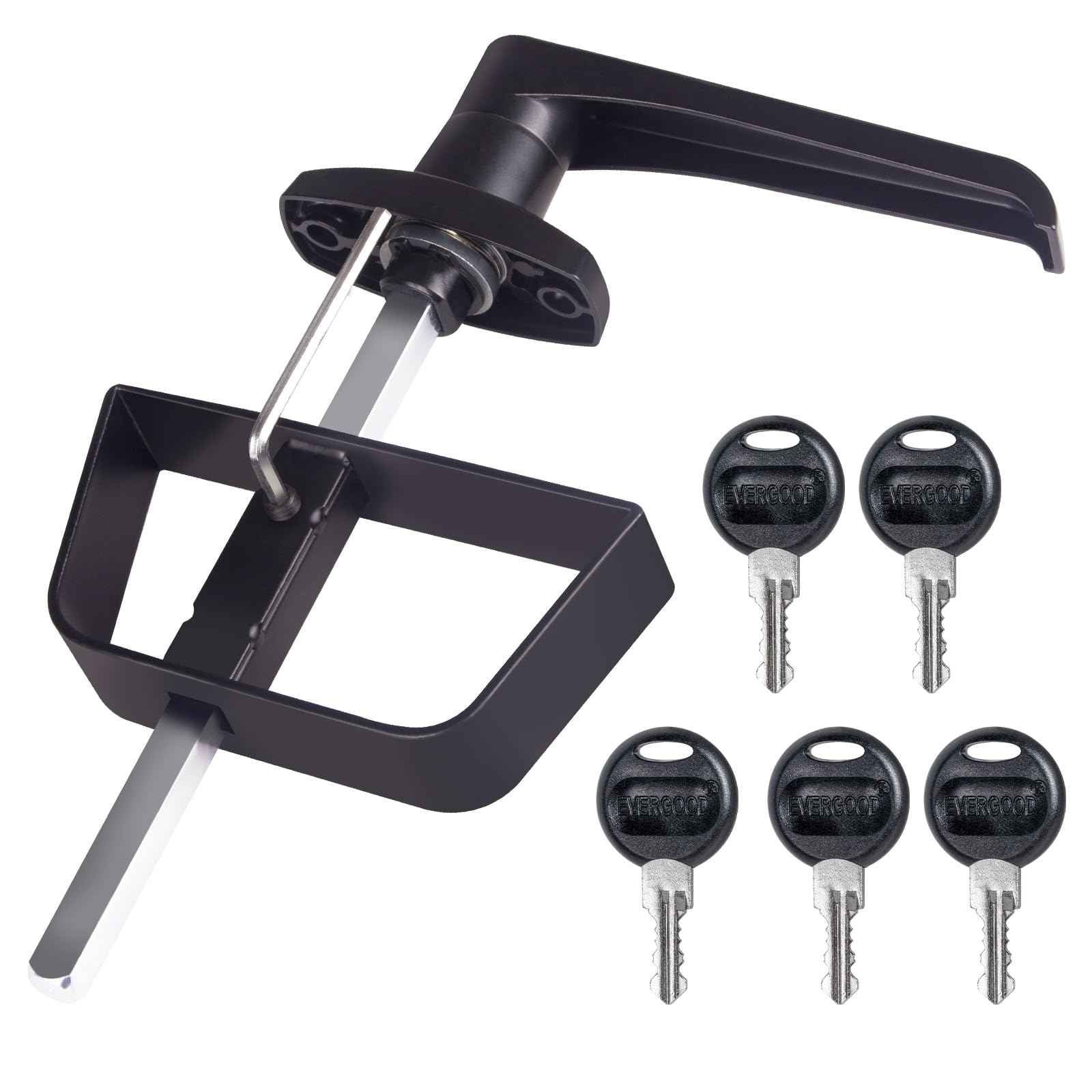 5-Key L-Handle Shed Lock Kit - Durable Anti-Corrosion Metal Hardware with 7-1/2" Stem | for Playhouses, Chicken Coops, Campers & More (Black)