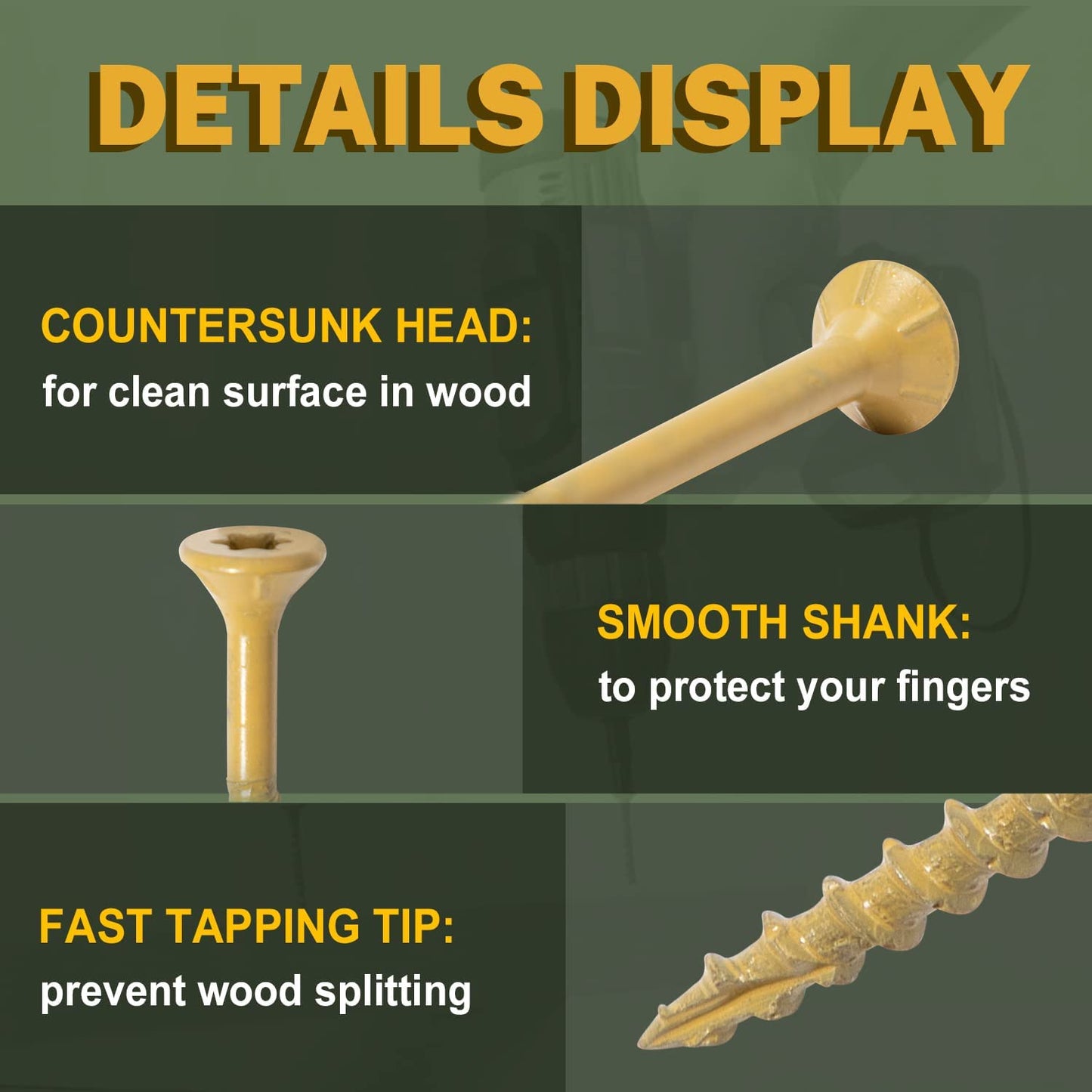 LIONMAX Deck Screws #14 x 6 Inch, 50 PCS, Long Wood Screw, Rust Resistant, Exterior Epoxy Coated for Outdoor Decking, Torx/Star Drive Head, T30 Star Bit Included