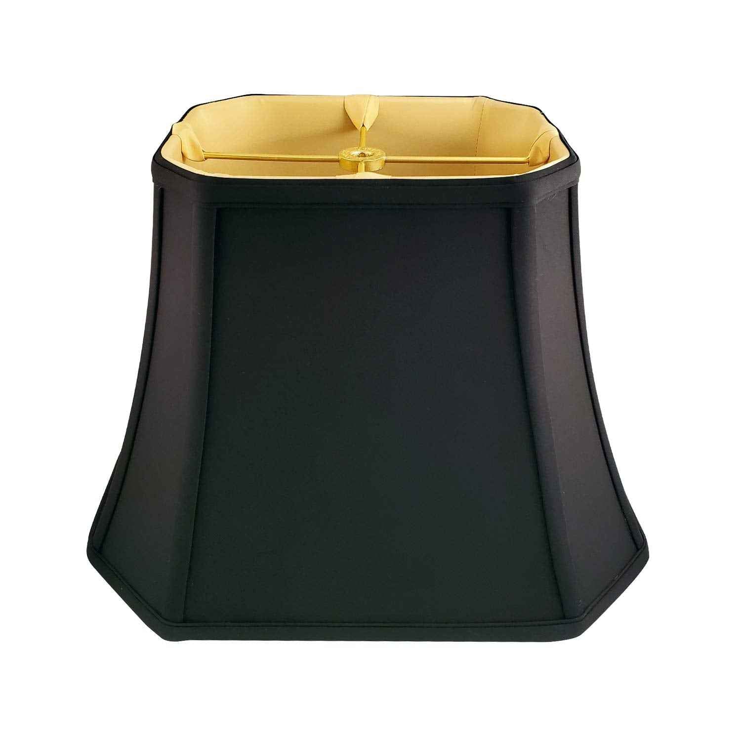 Royal Designs, Inc. BSO-710-14BLK Rectangle Cut Corner Basic Lamp Shade, 8 x 14 x 10.5, Black with Gold
