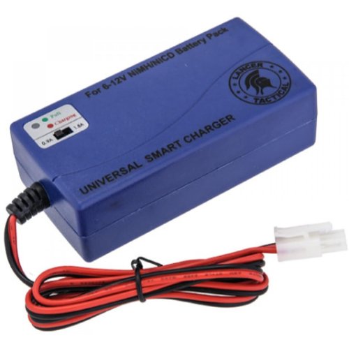 Lancer Tactical Battery Pack with Charger, 2 Pack 8.4V NiMH 1600m Ah Rechargeable Brick Battery Packs and Smart Charger for Airsoft AEGs