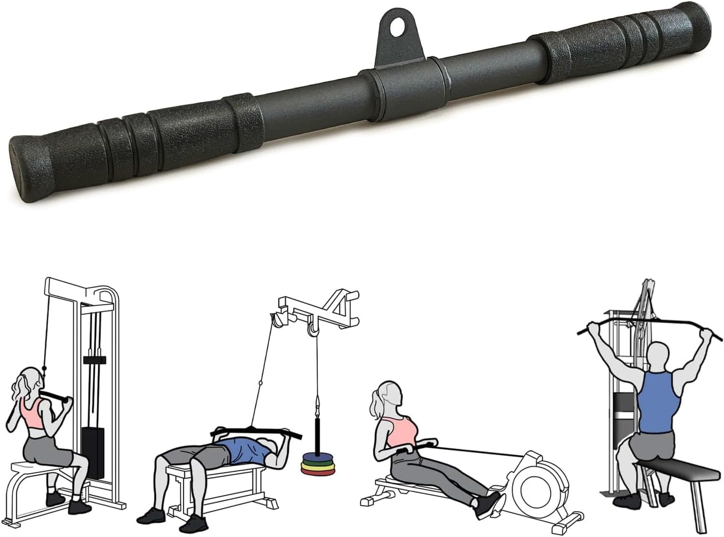 Skiennix Lat Pulldown Bar - 360° Rotating Cable Attachment for Strength Training | Versatile Gym Accessory