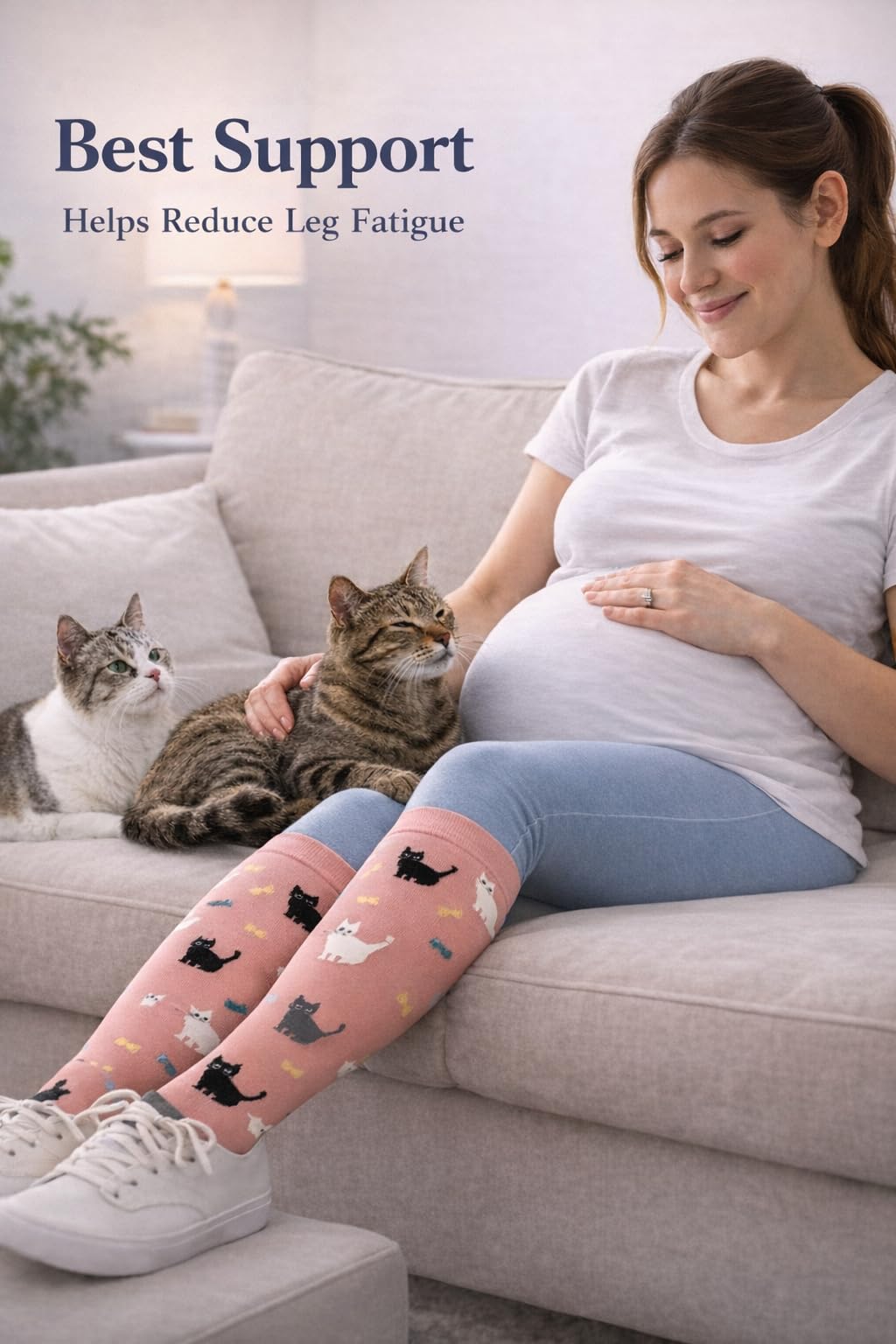 Aoliks Compression Socks for Women and Men, Knee High Support Stockings, Cute Dog and Cat Patterned Socks, Fun Animal Design for Daily Wear