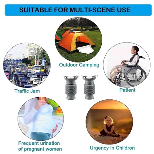 Portable Urinals for Men/Kids,Collapsible Travel Pee Bottles Female,750ML Adjustable Toilets for Toddler Boys,Women,Disabled Person Disabled Traffic Jam and Camping,Blue Set of 2