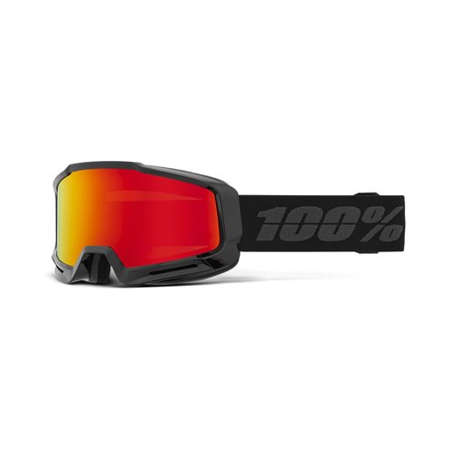 100% OKAN HiPER Premium Protective Goggles (Black/Red - Mirror Red Lens)