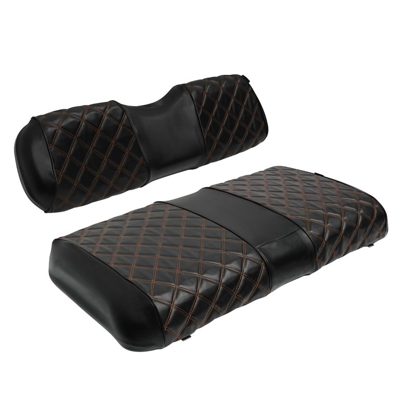 XUANYUDG0769 Golf Cart Seat Covers for EZGO TXT 1994-2013 OEM Ordinary Front Seat Cushion, No Stapler Thick Vinyl Leather Diamond EZGO TXT Seat Covers,Black