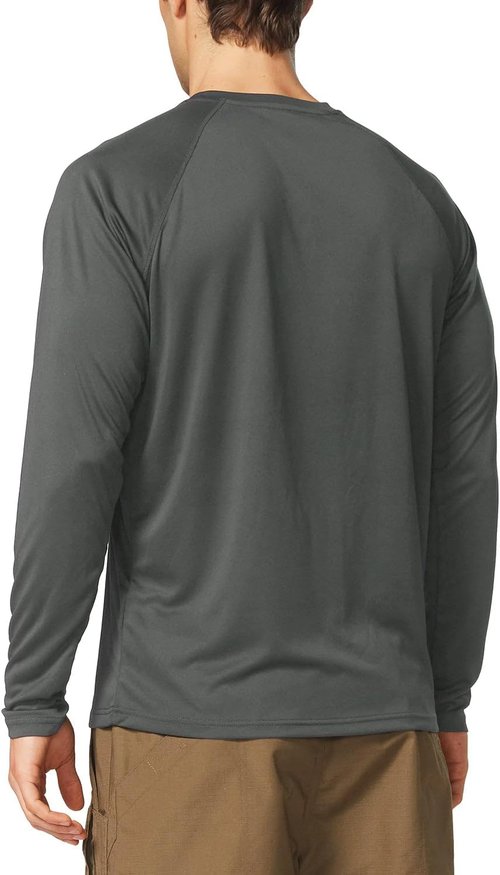 Baleaf Men's UV Protection Shirt - SPF UPF 50+ Long Sleeve Rash Guard for Fishing & Running - Quick Dry Lightweight