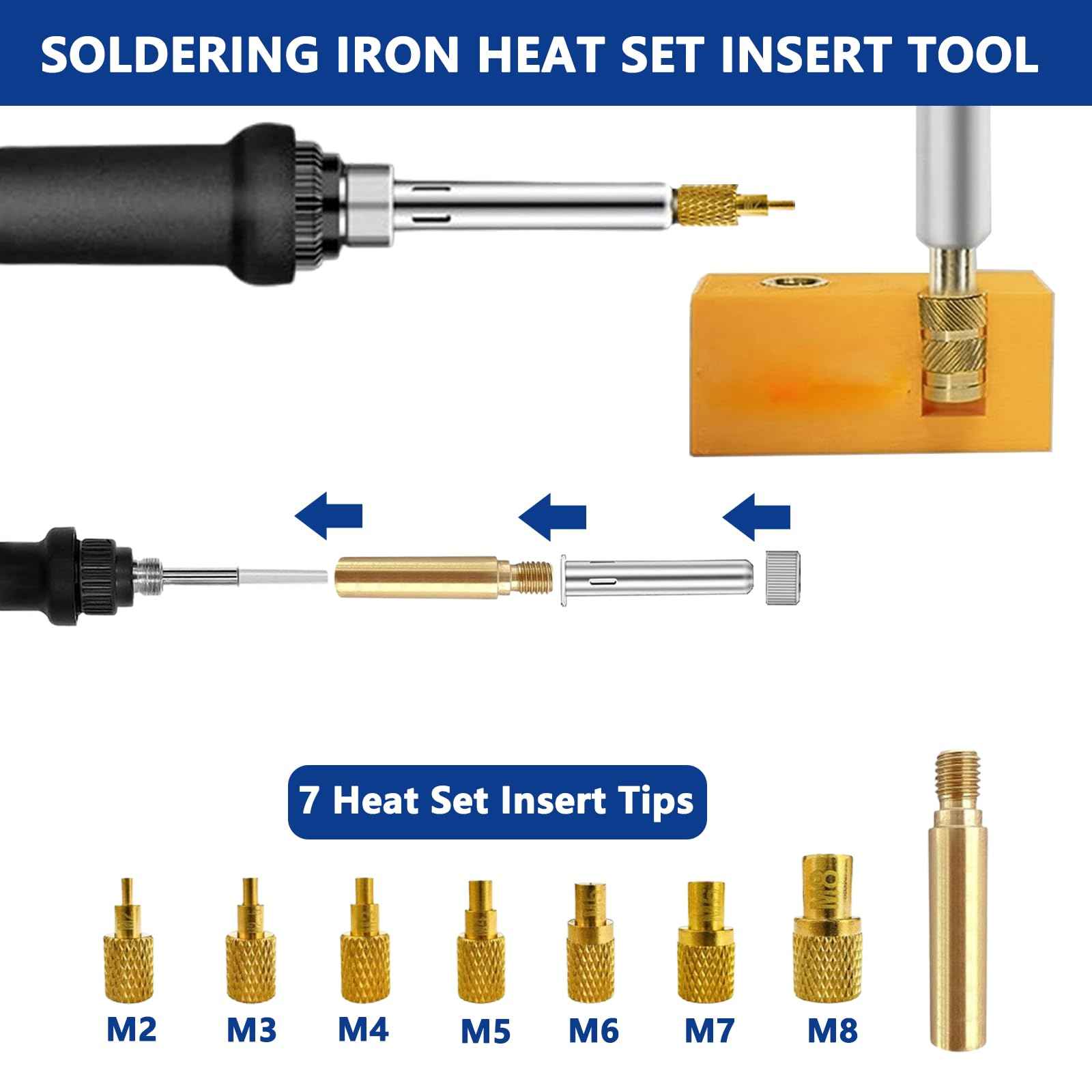Soldering Iron Heat Set Insert Tool, 80W 110V LCD Digital Soldering Welding Iron Kit with Iron Tips and Heat Set Insert Tips, 16-in-1 Adjustable Temperature 180-500℃ Solder Kit, Blue