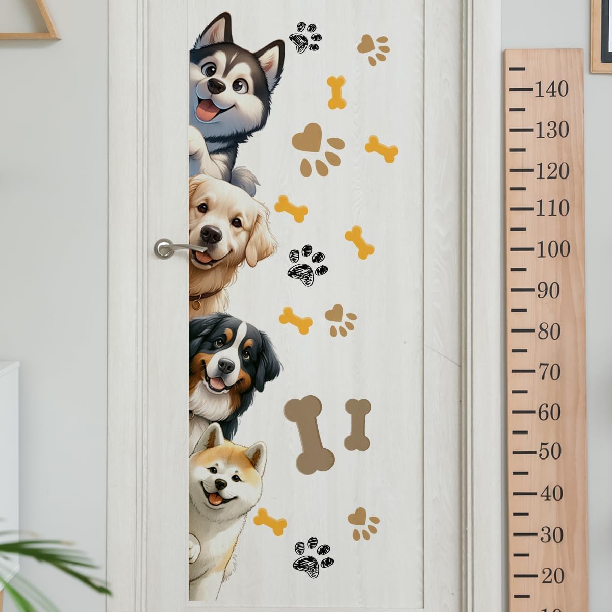 44.9 X 9.8 Inch Dog Door Decals Cartoon Animal Wall Sticker Dog Wall Decals for Nursery Playroom Bedroom Classroom Kindergarten Door Decor