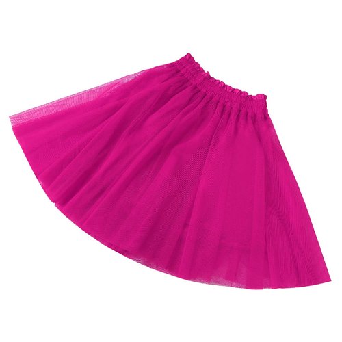 Girstunm Tulle Skirts for Women Elastic Waist Dancing Skirt Mesh Tulle Above Knee Skirts Fuchsia L/XL
