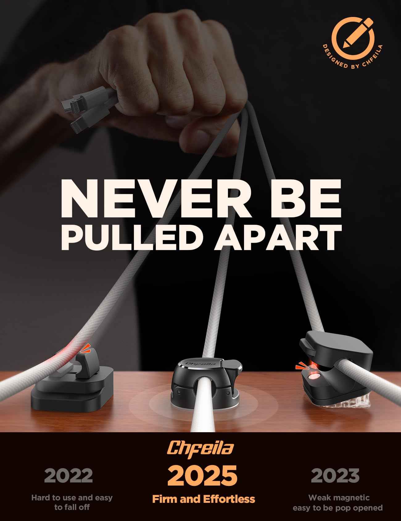 12Pack Cord Organizer [Dual Spring & Clasp, Max Secure] Cable Clips - Chfeila Cord Holder, Desk Cable Management, Adhesive Phone Charging Wire Holder for Nightstand/Car/Wall, Office Accessory - Black