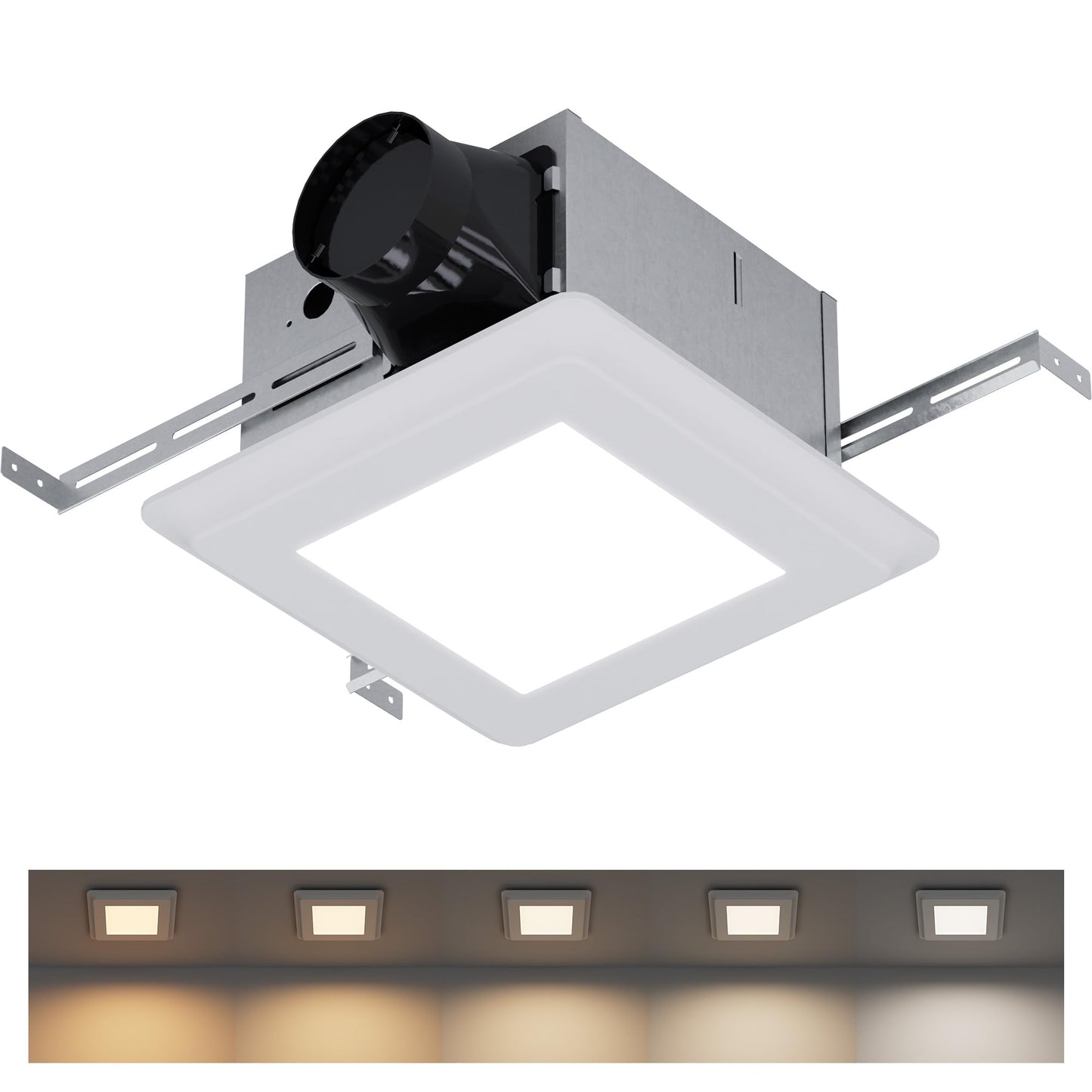 ZAGO Bathroom Exhaust Fan with LED Light: 100 CFM 1.2 Sones Quiet Powerful Ceiling Vent Fans Lamp combo for Quick Shower Steam Removal and Consistently Fresh Air Ventilation Ideal for Household Bath