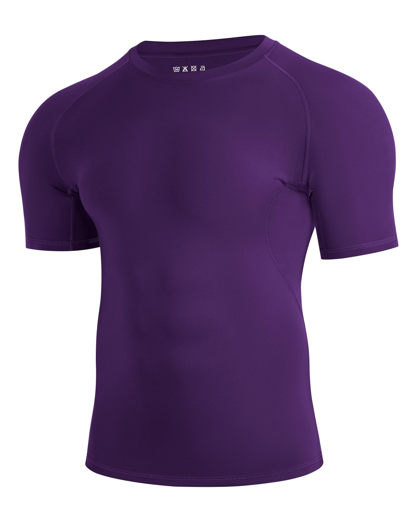 Nukuvara Men's Compression Shirt Short Sleeve Athletic Football Undershirts Quick Dry Base Layer T-Shirt Workout Gym Running Purple M