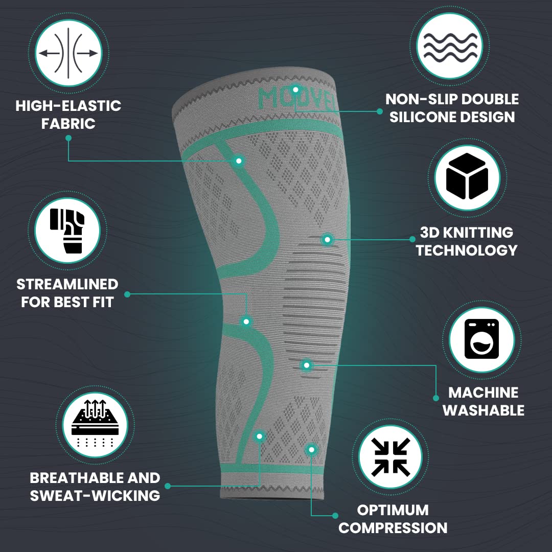 Modvel Compression Knee Brace - 2-Pack Support Sleeves for Running & Pain Relief | Meniscus Tear & ACL Recovery