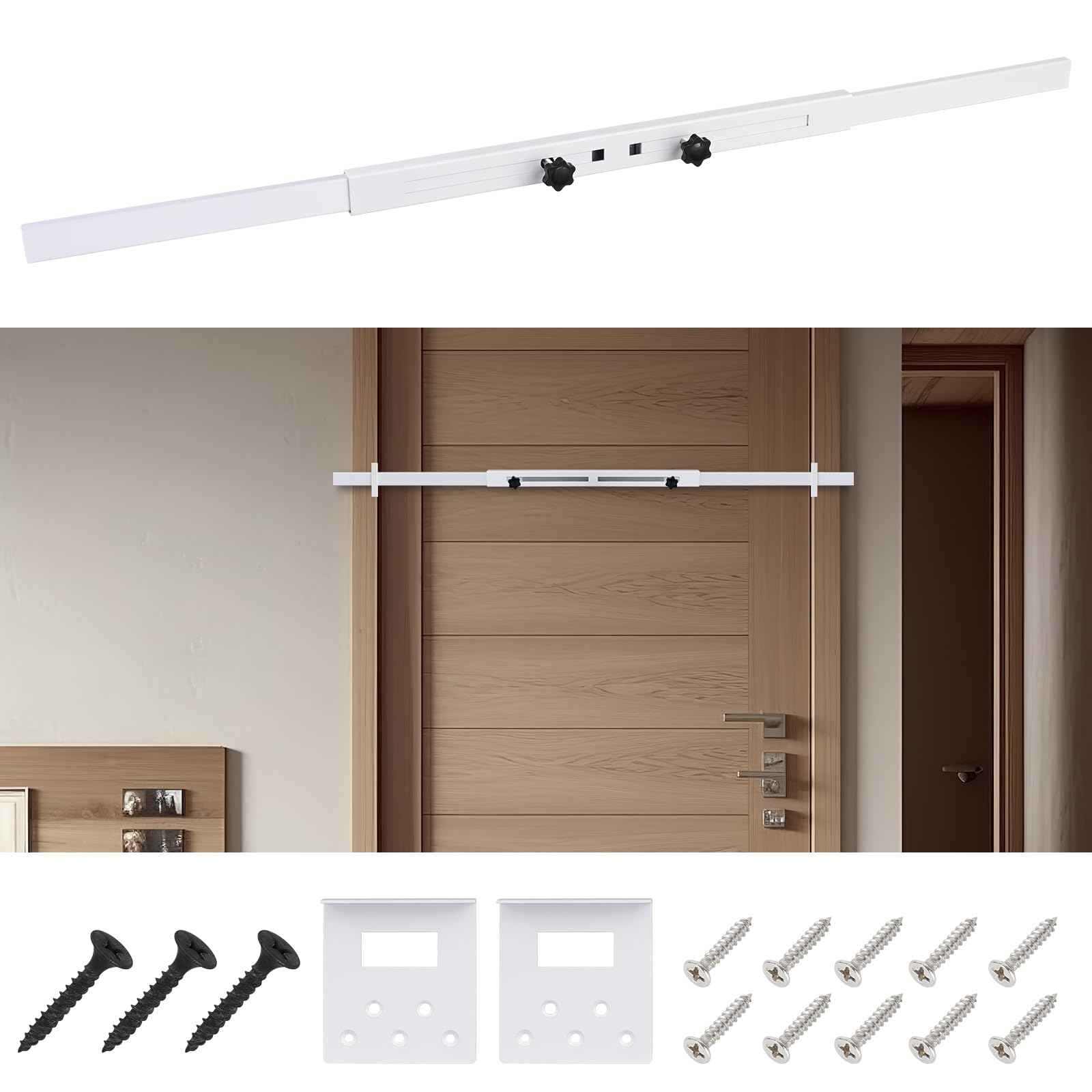 Door Security Door Bar (White 2 Sets - Heavy Duty) Use as Door Security Bar -Door Reinforcement Lock,Protect The Security of The Entire Door. Fits Doors 30"-39" - Safe Room