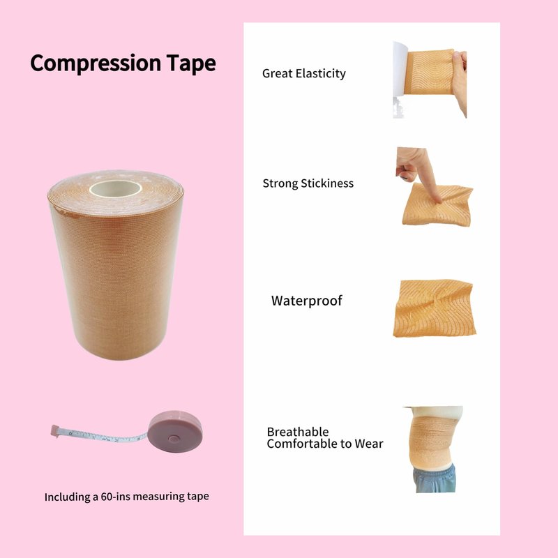 Body Stomach Compression Tape- Extra Wide Kaotic Belly Tape for Body Shaping& Workout& Sweater Enhancer& Skin Protection (Skin Color/10CM*5M) (1 Roll)