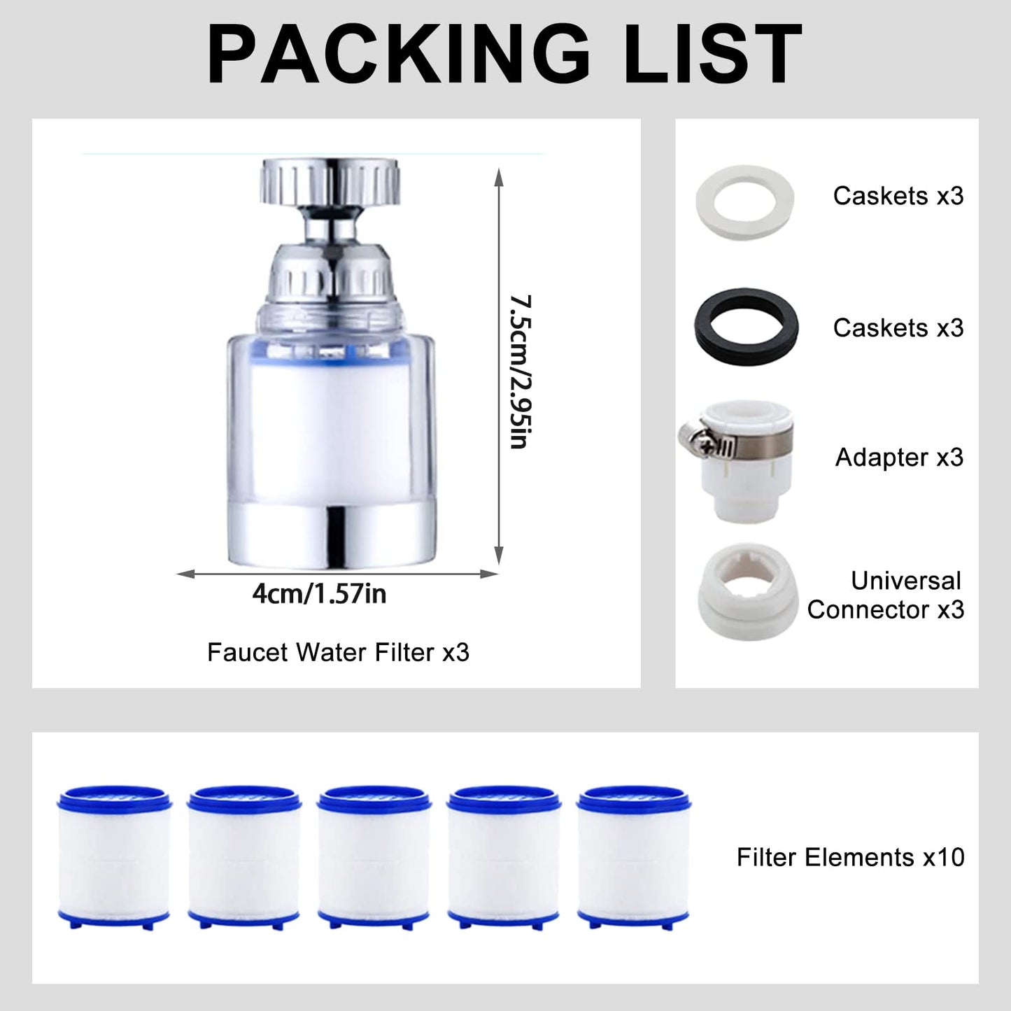 YOTAN Sink Water Filter Faucet, Sink Faucet Filter 360°Rotating, Bathroom Faucet Filter Removes Fluoride Hard Water, Faucet Purifier for Home Kitchen Sink (2 Pcs)