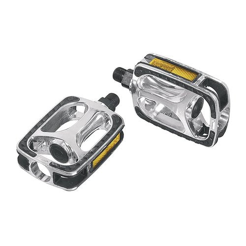 Ergotec Bicycle Pedal 628 - Ergonomic Design, Large Contact Zone, Non-Slip Grip, 108 x 69, Ball Bearing, Alloy/Plastic/Rubber, 9/16" Thread, Silver/Black, Comfortable & Durable Cycling Pedals
