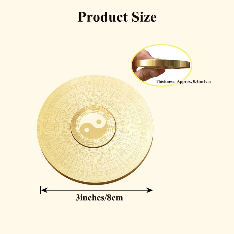 Mini Rotation Compass Feng Shui Amulet Ornament Good Luck Charms Chinese Decor Brass Bagua Compass (Style D)